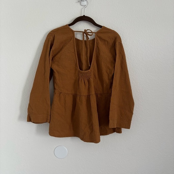 Madewell Women's Size XS Brown Peplum Open Back Top - Picture 6 of 6